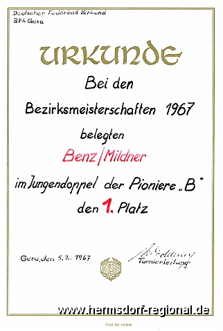 Urkunde - 008 - 1967 Bezirksmeisterschaft Andreas Benz und Horst Mildner.jpg